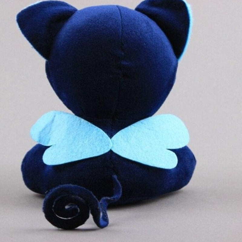 Plush-cat-blue-black-feather