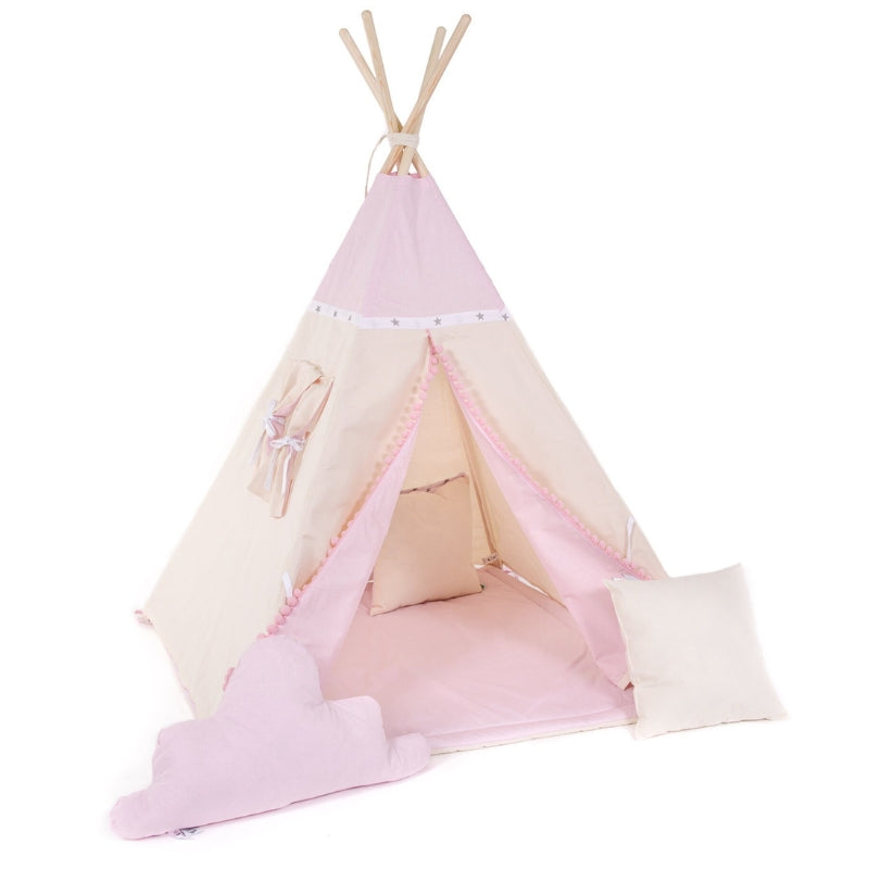 Teepee-Girl-with-Rug-and-Cushion-color-pink