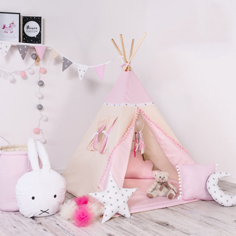 Girls-Teepee-with-Mat-and-Cushion