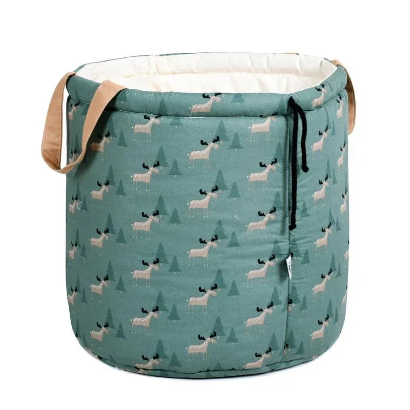 green-and-white-child-tepee-basket-with-deer-patterns