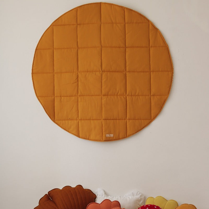 Cotton-Round-Mat-Ochre